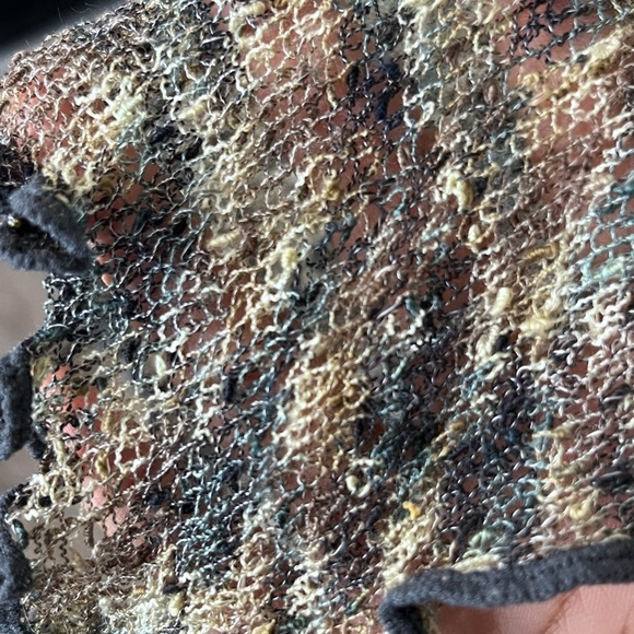 Boho Lagenlook Whimsigoth Forest Fairy Neutral OS Loose Knit Front Tie Cardigan - Picture 10 of 10